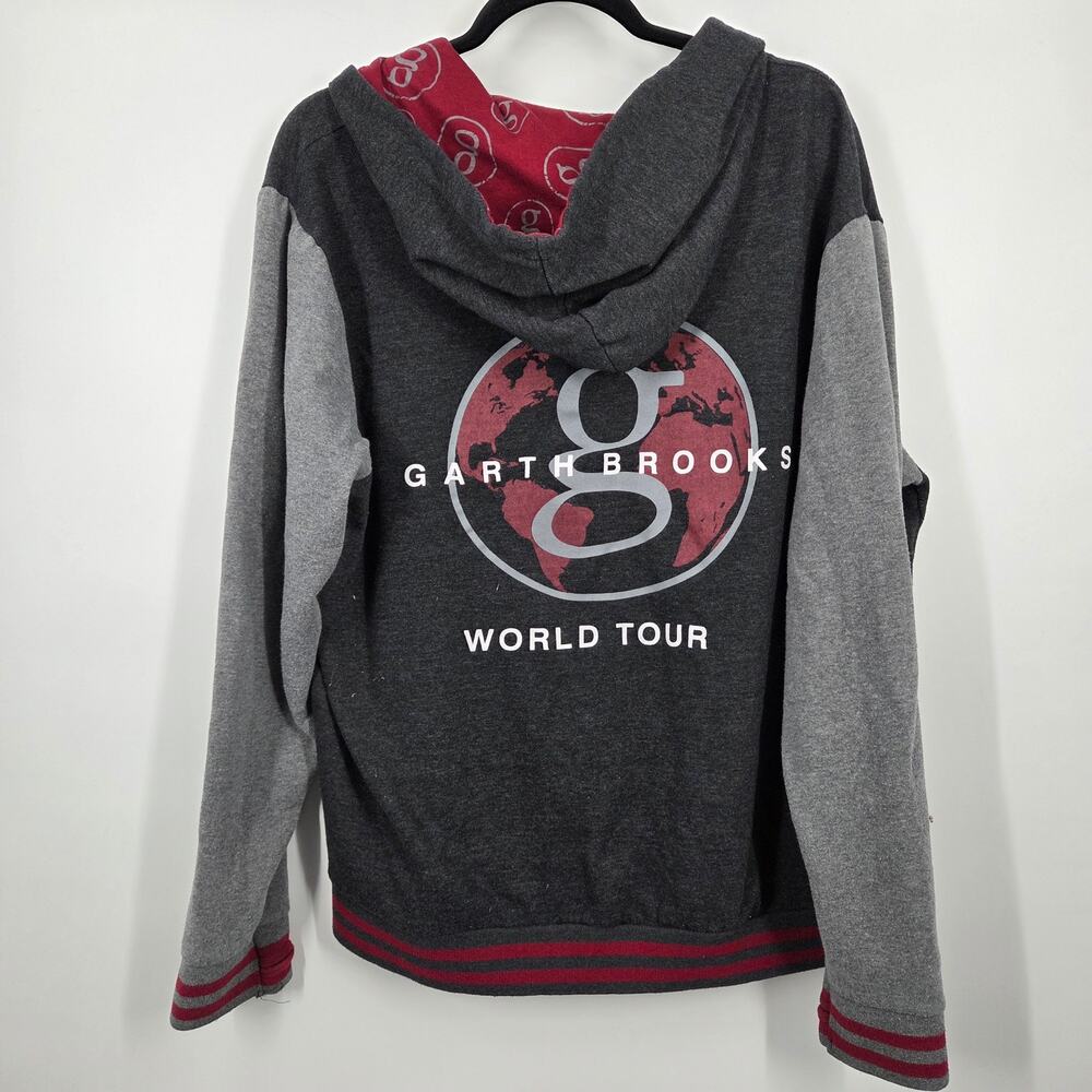 Garth Brooks 2XL Grey World Tour Hoodie Zip Sweatshirt Casual Athletic Country